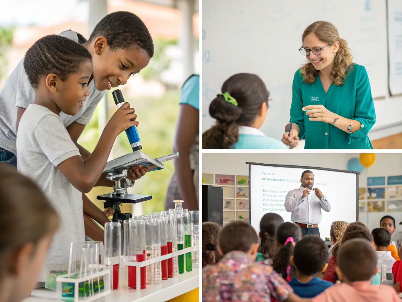 A collage of images showcasing various Partners in Research programs, including science experiments, health seminars, and community outreach events.