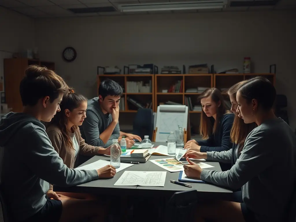 A photo of students working together on a science project, showcasing collaboration and problem-solving skills. The image captures the essence of teamwork and innovation in STEM education.